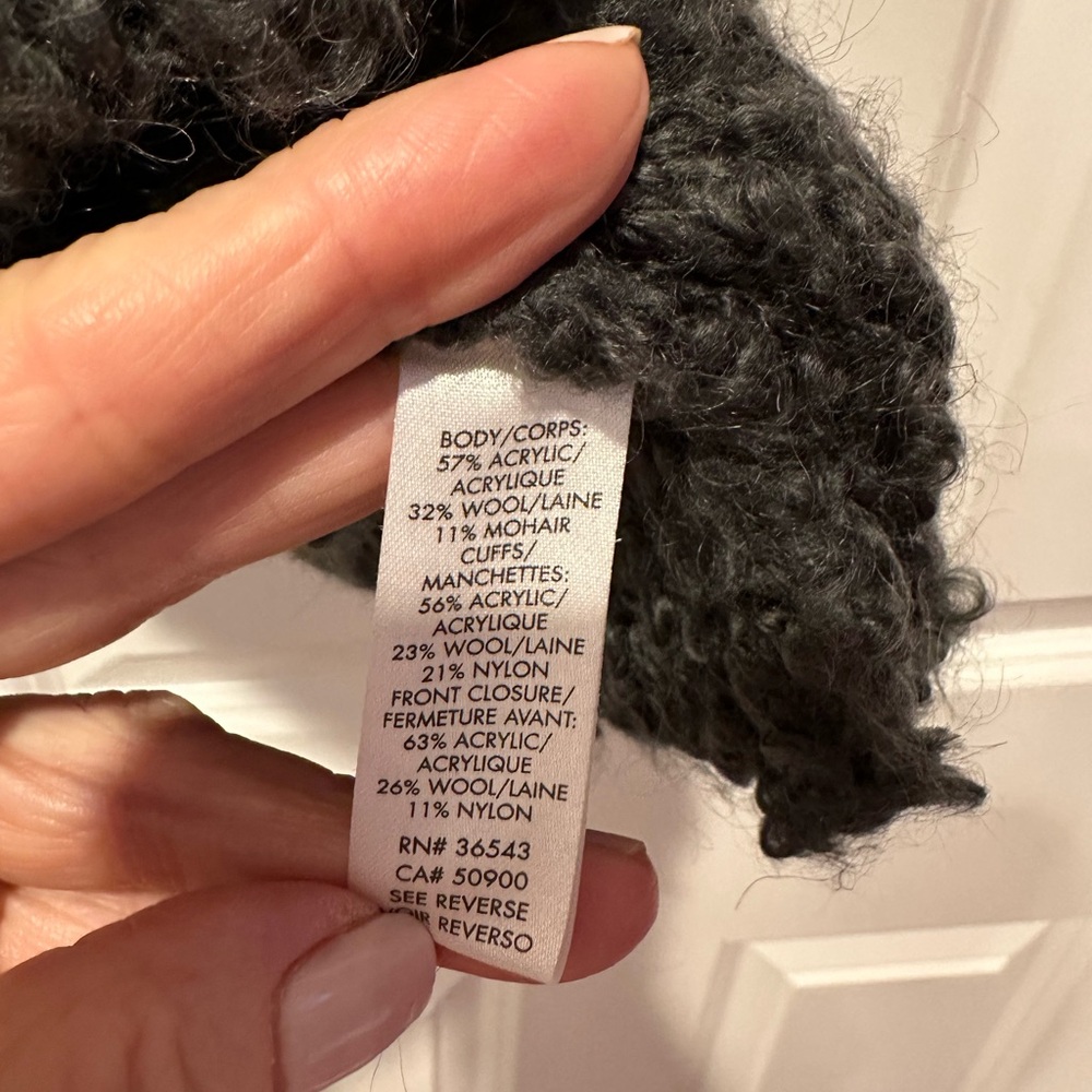 Calvin Klein Boho Open Front Grey Chunky Knit Bat… - image 5